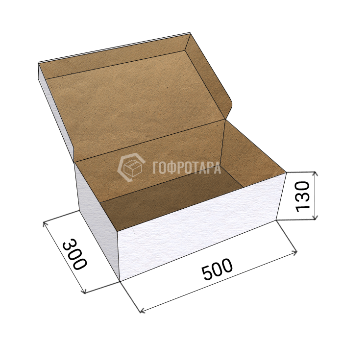 Обувная коробка №78 500x300x130 мм, белая