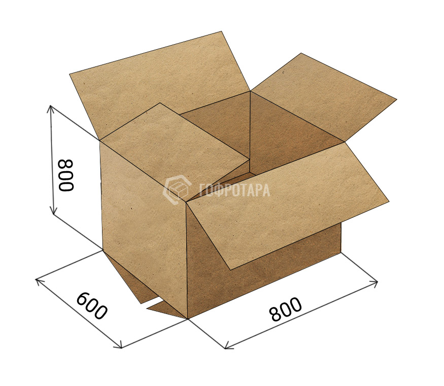 Картонная коробка 800x600x800 мм, П-33 бурая
