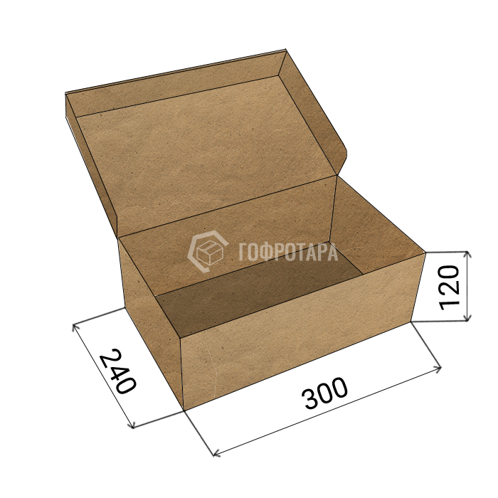 Коробка для обуви №75/1 300x240x120 мм, бурая