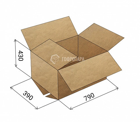 Картонная коробка 790x390x430 мм, Т-24 бурая